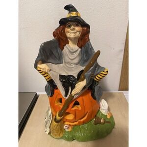 Vintage Hand painted Ceramic Halloween Witch 11in